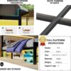 Full Bed Frame with LED Lights, Metal Platform Frame Upholstered Headboard, Charging Station, Storage Shelves, Heavy Duty Metal Slats, No Box Spring Needed, Noise Free, Easy Assembly, Black