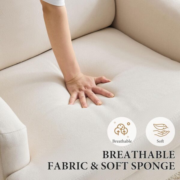 Bezseller Modern Accent Chair, Upholstered Reading Armchair with Wood Legs, Mid-Century Leisure Comfy Single Sofa Chair for Living Room, Bedroom, Home, Office, Beige