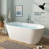 FerdY 67" Bali Acrylic Freestanding Bathtub, Gracefully Shaped Freestanding Soaking Bathtub, cUPC Certified, Toe-Tap Brushed Nickel Drain and Minimalist Linear Design Overflow Included