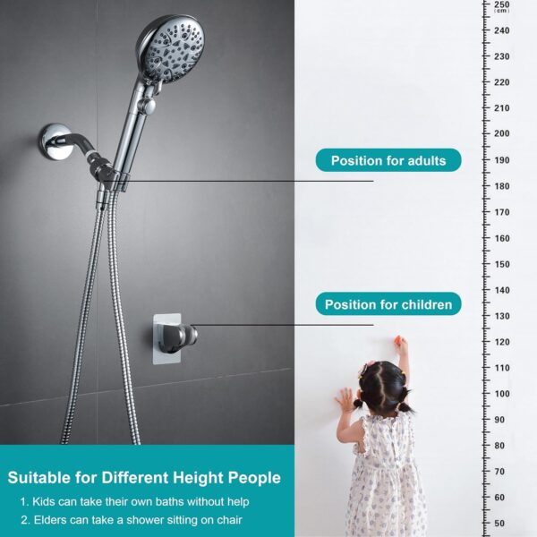 81NW-Rrls2L._AC_SL1500_.jpg Handheld Shower Head with On Off Switch 8-Mode High Pressure Showerhead with 79 Inches Extra-long Stainless Steel Hose and Bracket PLUS Extra Low-Reach Adhesive Wall Mount for Kids,Silver…