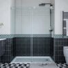 Shower Door, 56-60" W × 76" H Frameless Sliding Shower Door,Waterproof Glass Shower Door with Stainless Steel Handle and Seal Strip, 5/16" (8mm) Easy-Clean Tempered Glass, Brushed Nickel