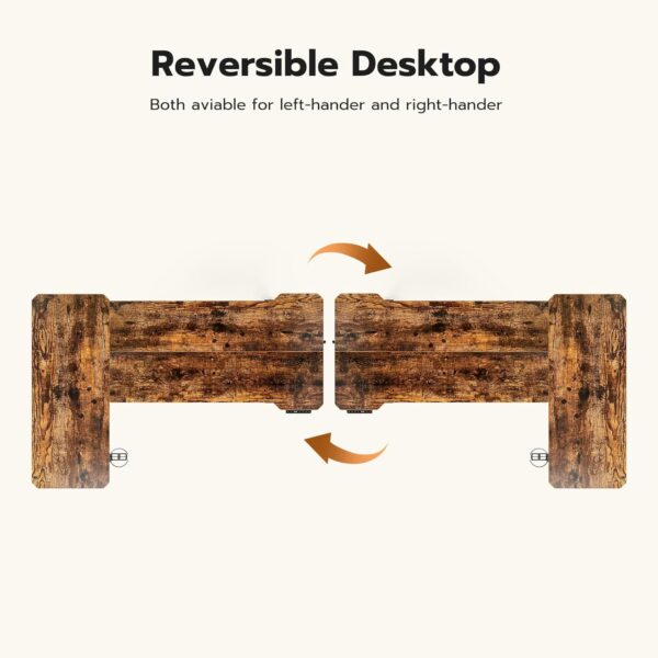 59" Reversiable L-Shaped Electric Standing Desk Adjustable Height Gaming Stand Up Corner Desk Sit Stand Home Office Computer Desk with Splice Board,Rustic Brown Top