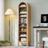 71" Tall Arched Bathroom Storage Cabinet, 8-Tier Modern Farmhouse Storage Cabinet with Adjustable Shelves, Wood Freestanding Cabinet for Bathroom, Living Room, Entryway, Hallway (Natural)