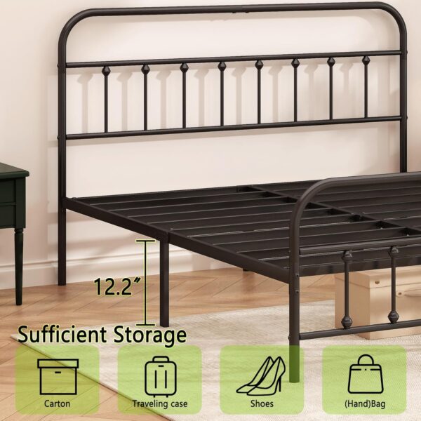 Metal Bed Frame - Structurally Stable Heavy Duty Steel Slat Supported Full Bed Frames,No Box Spring Needed for Easy Removal and Transport.