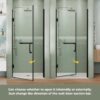 DELAVIN 34"W x 72"H Frameless Shower Door in Matte Black, Single Shower Door with 5/16" Clear Tempered Glass, Stainless Steel Hinged Glass Shower Door, Bathroom Shower Door with Seal Strip and Handles