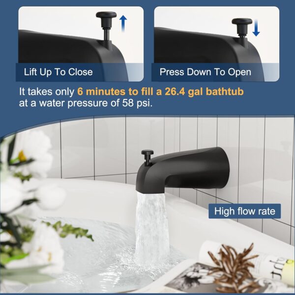 Tub Shower Faucet, Matte Black Shower Faucet Set with 8-Inch All-Metal Rainfall Showerhead and Bathtub Spout, Single-Handle Tub Shower-Trim Kit Included Valve, Matte Black