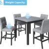 81PxGnrTeEL._AC_SL1500_.jpg Merax 5 Piece Counter Height Kitchen Table Set,Wood Dining Table Set for 4,Rectangle Table with 4 Upholstered Dining Chairs for Kitchen Apartment,Black