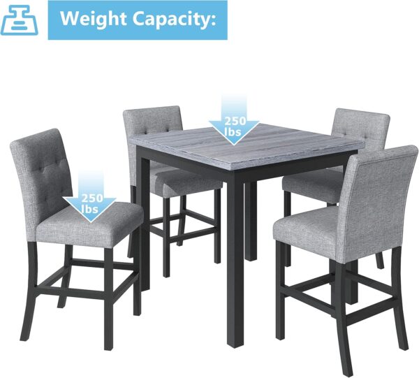 81PxGnrTeEL._AC_SL1500_.jpg Merax 5 Piece Counter Height Kitchen Table Set,Wood Dining Table Set for 4,Rectangle Table with 4 Upholstered Dining Chairs for Kitchen Apartment,Black