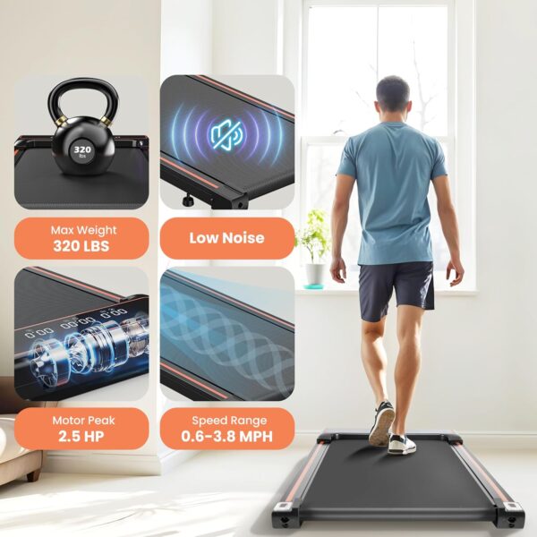 Walking Pad Under Desk Treadmill 3 in 1 Portable Folding Walking Jogging Running Machine with Remote Control & LED Display for Home/Office, Larger Running Area, Quiet for Fitness in Small Spaces