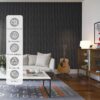 Two Wood Slat Acoustic Panels for Wall and Ceiling, 3D Fluted Wood Veneer Paneling, 94.5" x 8" Each Soundpoof Wooden Slat Wall Panel - Black Oak