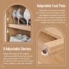 71" Tall Arched Bathroom Storage Cabinet, 8-Tier Modern Farmhouse Storage Cabinet with Adjustable Shelves, Wood Freestanding Cabinet for Bathroom, Living Room, Entryway, Hallway (Natural)