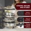 GeekDigg Adjustable Pots and Pans Organizer - 8 Tier Versatile Kitchen Pot Rack for Counter and Cabinet - Easy Setup, 3 DIY Installation Ways, Accommodates 8+ Pots and Pans - Space-Saving Black Design