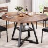 81QyJXOmutL._AC_SL1384_.jpg Round Dining Table for 4, Kitchen Table, Dining Table, Circle Table, Round Pedestal Dining Table, Dining Room Table, Dinner Table,Space Saving Wood Kitchen & Dining Room Tables, 47In, Rustic Brown