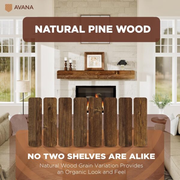 Avana Fireplace Mantel - Wall-Mounted Mantles for Over Fireplace - Farmhouse Fireplace Mantle Shelves - Handcrafted Wood Fireplace Mantels - Floating Fireplace Mantel 72 X 8 X 5 - Rustic Traditional