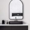 Kate and Laurel Caskill Midcentury Arched Wall Mirror, 24 x 36, Black, Decorative Modern Mirror for Wall Display