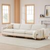 CHITA Super Large Luxury 3 Seat Sectional Modular Sofa, Down Filled Modern Sofa, Deep Seat Comfty Cloud Couch, 118 inch Width, 3 Seat Couch, Solid Wood Leg, Linen
