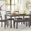 Signature Design by Ashley Bridson Modern 6 Piece Dining Set, Includes Dining Table, 4 Chairs & Bench, Gray