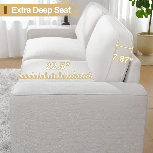 88.58" Modern Sofas for Living Room Linen Breathable Loveseat Sofas & Couches with Square Wide Armrest and Removable Sofa Cushion Off-White