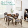 Best Choice Products 5-Piece Dining Set, Compact Mid-Century Modern Table & Chair Set for Home, Apartment w/ 4 Chairs, Padded Seats & Backrests, Wooden Frame - Walnut/Charcoal