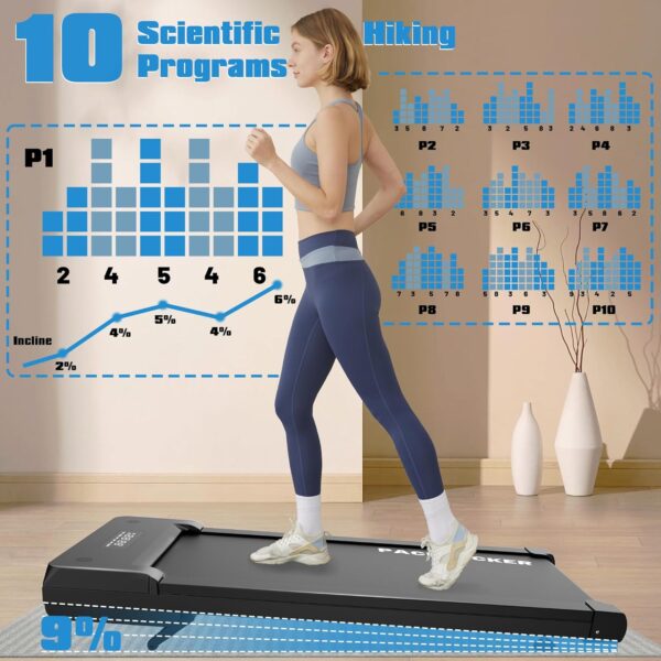 Walking Pad Treadmill with 9% 9-Level Auto Incline, 400+ lbs Capacity Under Desk Treadmills for Home, 10 Hiking Programs