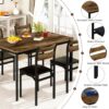 DKLGG Dining Table Set for 4, 43.3" Dining Room with 4 Upholstered PU Leather Chairs, Modern Wood Table and Chairs Set, 5-Piece Dinette Breakfast Nook, Small Places, Brown