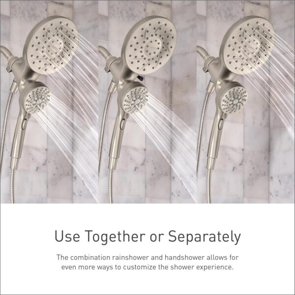 Moen Engage Magnetix Spot Resist Brushed Nickel Multi-Function Handshower and Rainfall Shower Head Trim Combo with Shower Handle, Tub Spout, Metal Hose and Valve, 82304SRN