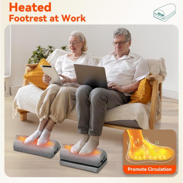 Snailax Footrest for Under Desk at Work, Heated Ergonomic Foot Stool, Adjustable Height, 2 Heating Levels & 3 Vibrating Massage Modes, Gaming Office Home Use