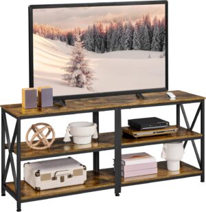 Yaheetech TV Stand for 65 Inch TV, Farmhouse Entertainment Center for Living Room, 55 Inch TV Media Console Table, Rustic Brown