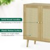 Huuger Buffet Cabinet with Storage, Storage Cabinet with PE Rattan Decor Doors, Accent Cabinet with Solid Wood Feet, Sideboard Cabinet for Hallway, Entry, Living Room, Natural