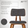 Armen Living Jaguar Dining Chair in Charcoal Fabric and Walnut Wood Finish,Charcoal/Walnut Finish 20D x 18W x 29H in