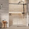 Shower Glass Door with Waterroof Seal Strip, Adjustable (56-60" W x 75 "H) Frameless Sliding Shower Door with Easy-Clean Coating SGCC Tempered Glass 5/16" (8mm), Stainless Steel Hardware, Black