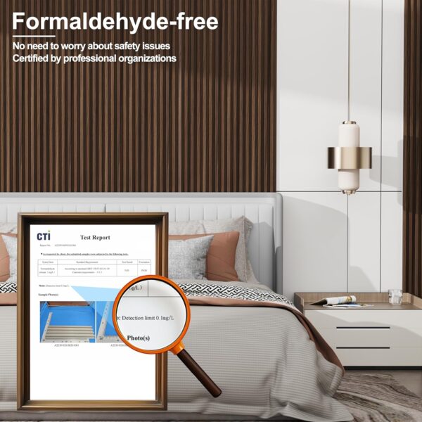 8-Pack WPC Slat Wall Panels, 96 x 6 in Decorative Acoustic Slats 3D Wall Panels, Water-Proof and Easy Installation, Dark Walnut