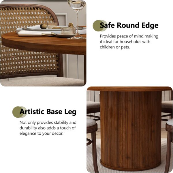 47 inch Round Dining Table for 4, Kitchen Table Dinner Table with 2-Layer Storage Shelf and Wood Slide Door for Home Dining Room Living Room (Walnut)