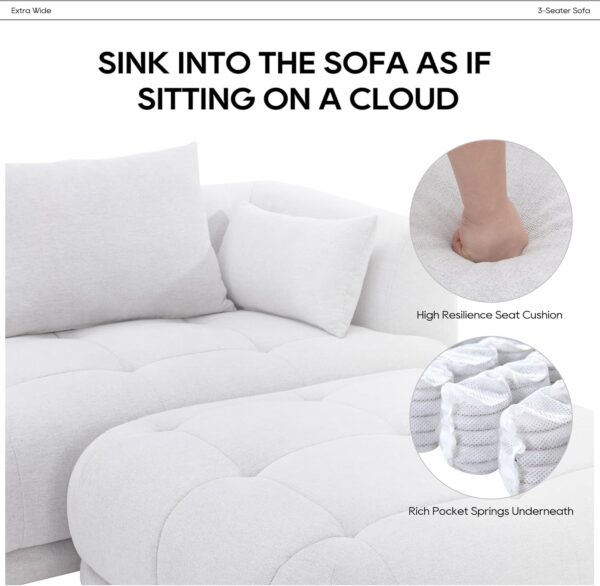 COLAMY 144" Cloud Sectional Couch with Ottoman,Modular Sectional Sofa with 3 Large Seat and 1 Ottoman for Living Room,Chenille, Beige