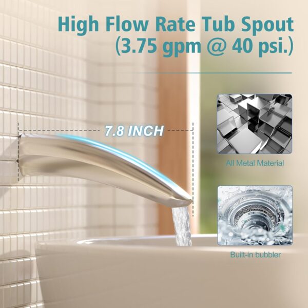 Gabrylly Bathtub Shower System, Shower Faucet Set with Tub Spout, High Pressure 10" Rain Shower head with Handheld Spray, Shower Fixtures with Pressure Balance Shower Valve, Brushed Nickel
