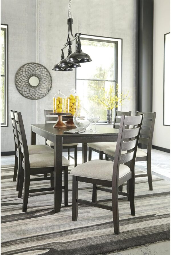 Signature Design by Ashley Rokane 20" Dining Room Table Set with 6 Upholstered Chairs, Brown
