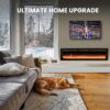 Silonn 50″ Electric Fireplace Heater with App & Remote Control, 5300 BTU Heat Output, Ultra-Slim Wall-Mounted or Recessed Electric Fireplace Inserts with Timer, 20 Flame Colors,SLELF02B-50