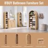 71" Tall Arched Bathroom Storage Cabinet, 8-Tier Modern Farmhouse Storage Cabinet with Adjustable Shelves, Wood Freestanding Cabinet for Bathroom, Living Room, Entryway, Hallway (Natural)