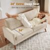 WEUP 68" Loveseat Sofa Oatmeal Fabric Couch, Mid Century Modern Love Seat Couches for Living Room, Small Couch for Bedroom Office, Comfy Loveseat with Spring Cushion, Solid Wood, Tool-Free Assembly