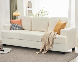 VanAcc 89 Inch Sofa, Comfy Sofa Couch with Extra Deep Seats, 3 Seater Sofa- Modern Sofa Couch, Couch for Living Room Apartment Lounge, Offwhite Bouclé