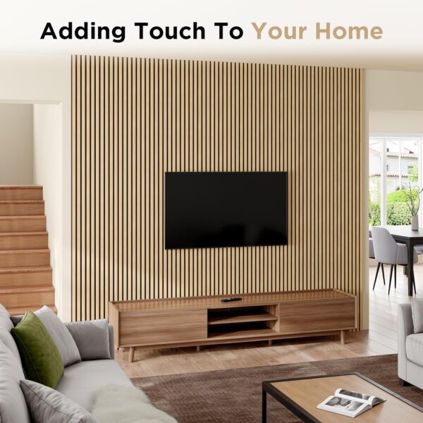 Wood Slat Acoustic Panels, 106" x 20.5" Each Soundpoof Wooden Slat Wall Panel - White Oak, 2 Pack