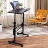 Standing Desk Adjustable Height, Mobile Stand Up Desk with Wheels Small Computer Desk Rolling Desk, Portable Laptop Desk Rustic Standing Table Sit Stand Home Office Desks 16"x31.5" Height 27"-43.5"