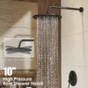 Gabrylly Black Shower System with Tub Spout, Bathtub Shower Faucets Set with 3-Way Shower Valve, High Pressure 10" Rain Shower head with Handheld Spray Combo, Wall Mounted Tub Shower Kit, Matte Black
