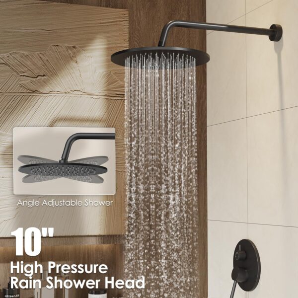 Gabrylly Black Shower System with Tub Spout, Bathtub Shower Faucets Set with 3-Way Shower Valve, High Pressure 10" Rain Shower head with Handheld Spray Combo, Wall Mounted Tub Shower Kit, Matte Black