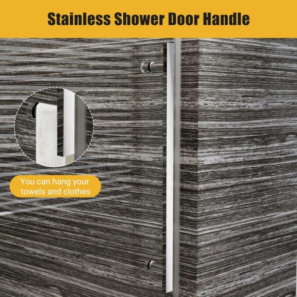 Shower Glass Door with Waterroof Seal Strip, Adjustable (56-60" W x 75 "H) Frameless Sliding Shower Door with Easy-Clean Coating SGCC Tempered Glass 5/16" (8mm), Stainless Steel Hardware, Silver
