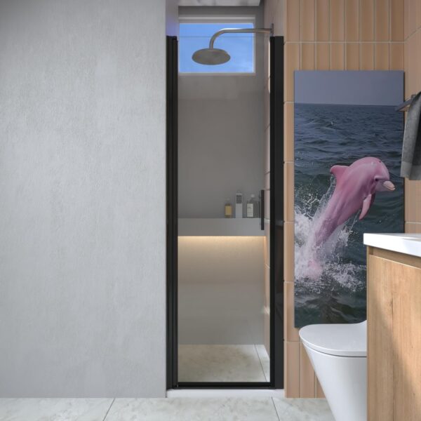 Matte Black Finish Pivot Shower Door – 24" W x 72" H Adjustable Frameless Glass Door with Magnetic Seal & Stainless Steel Handle, Easy Installation