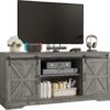 YITAHOME Farmhouse TV Stand for 65/60/55 Inch, Modern Entertainment Center with Sliding Barn Door, Wood TV Media Console Storage TV Cabinet for Living Room for 300lbs, Rustic Grey