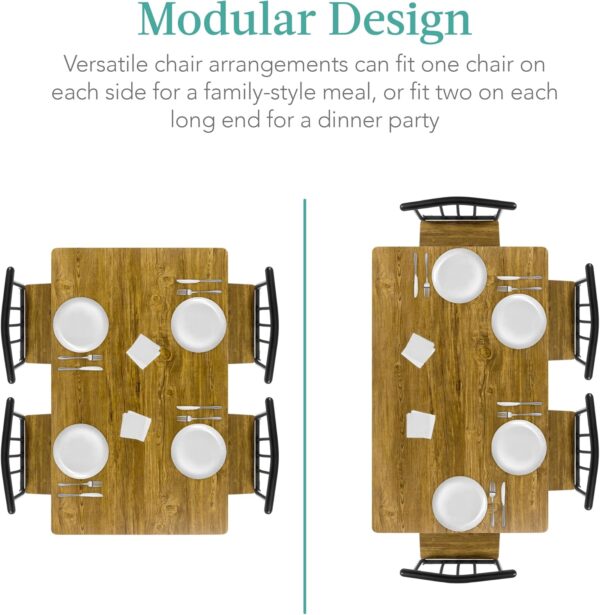 Best Choice Products 5-Piece Metal and Wood Indoor Modern Rectangular Dining Table Furniture Set for Kitchen, Dining Room, Dinette, Breakfast Nook w/ 4 Chairs - Brown