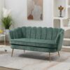 59" Wide Modern Boucle Loveseat Small Sofa Small Mini Room Couch 2-Seater Sofa with Gold Metal Legs for Small Space Office Studio Apartment Bedroom (Green)