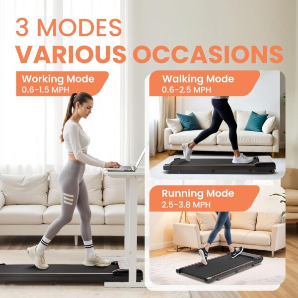Walking Pad Under Desk Treadmill 3 in 1 Portable Folding Walking Jogging Running Machine with Remote Control & LED Display for Home/Office, Larger Running Area, Quiet for Fitness in Small Spaces